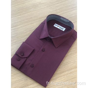 Chemise à manches longues col montant en sergé pour homme